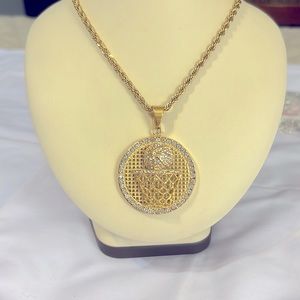 New Gold Plated Stainless Steel Basketball Heavy Chain Link Necklace